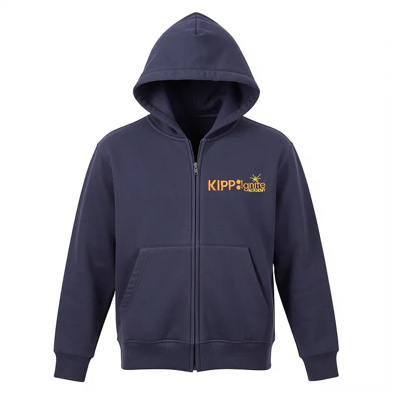 KIPP: Ignite Navy Full Zip Sweatshirt (with Hood) with embroidered school logo